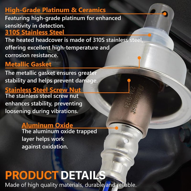 Automost Upstream and Downstream O2 Sensor Compatible with Honda Civic L4 1.8L 2007 2008 2009 2010 2011 Replace#234-9124,234-4350 - Image 5